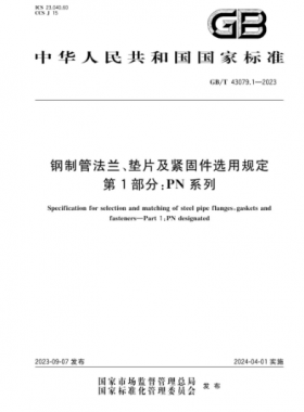 钢制管法兰、垫片及紧固件选用规定 第1部分：PN系列GB/T 43079.1-2023