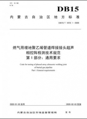 燃气用埋地聚乙烯管道焊接接头超声相控阵检测技术规范 第1部分：通用要求 DB15∕T 1819.1-2020