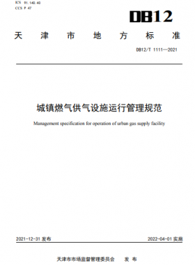 城镇燃气供气设施运行管理规范DB12/T 1111—2021