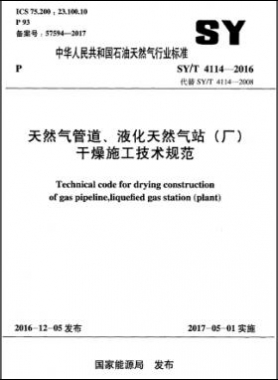 天然气管道、液化天然气站（厂）干燥施工技术规范SY∕T 4114-2016