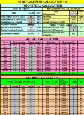 氮气置换用气量计算电子表格
