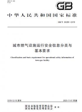 城市燃气设施运行安全信息分类与基本要求国标∕T 38289-2019